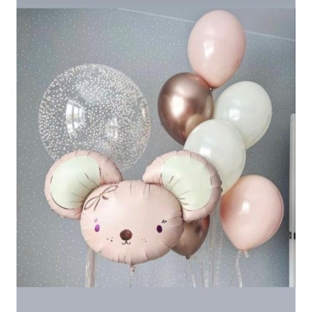 Pembe Fare Folyo Balon Seti