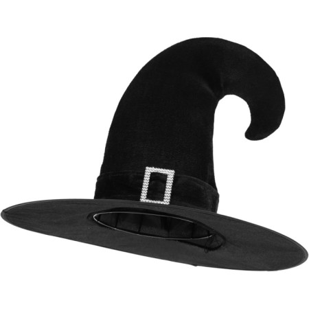 Cadı Şapkası Kadife Kemerli Ultra Lüks Siyah