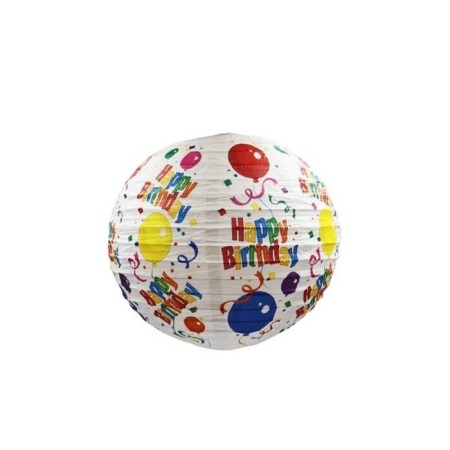 Happy Birthday Baskılı Japon Feneri Beyaz 20 cm