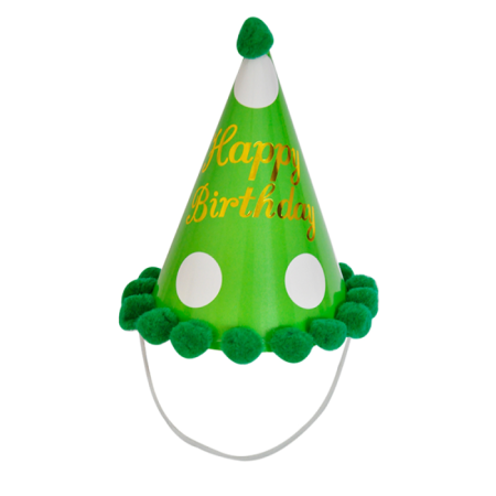 Yeşil Puantiyeli Karton Parti Şapka 20x13 cm