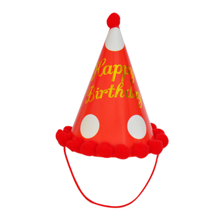 Kırmızı Puantiyeli Karton Parti Şapka 20x13 cm