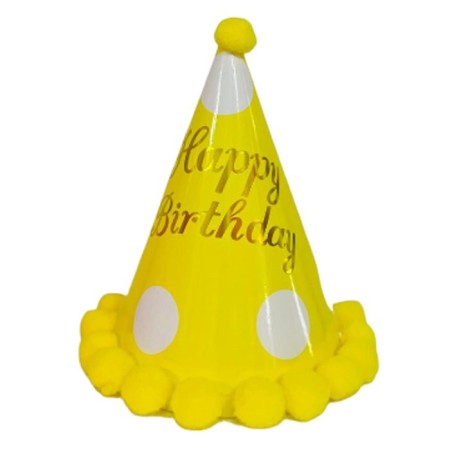 Sarı Puantiyeli Karton Parti Şapka 20x13 cm