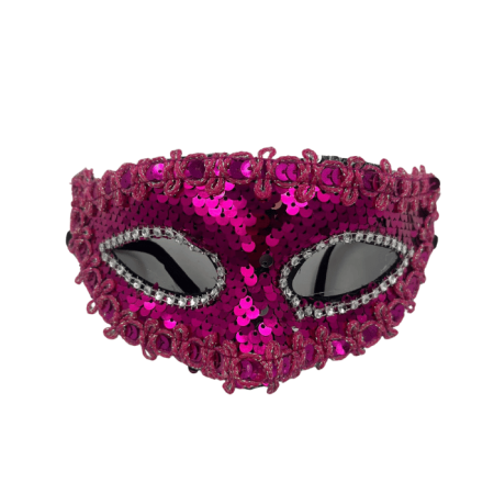 Plastik Pullu Lüks Maske Fuşya