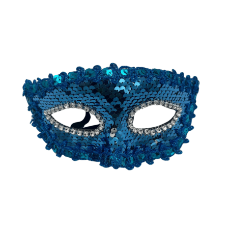 Plastik Pullu Lüks Maske Mavi