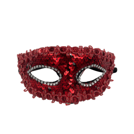 Plastik Pullu Lüks Maske Kırmızı