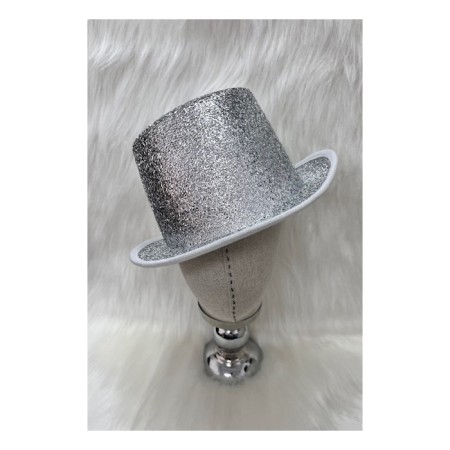 Gümüş Lüks Gofrajlı Sihirbaz Model Şapka