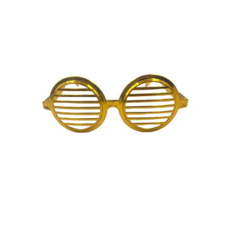 Parti Gözlük Plastik Camsız Panjur Yuvarlak Şekilli Gold 14x6 cm
