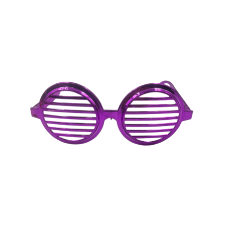 Parti Gözlük Plastik Camsız Panjur Yuvarlak Şekilli Mor 14x6 cm