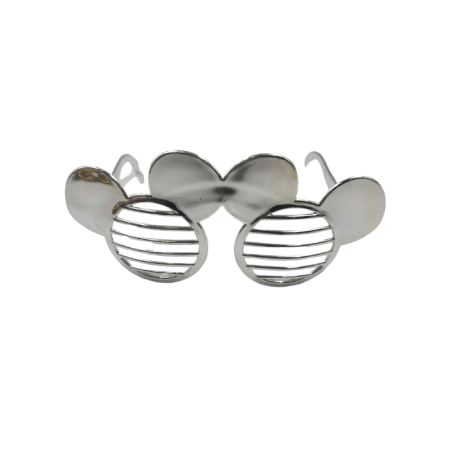 Parti Gözlük Plastik Camsız Panjur Minnie Şekilli Gümüş 14x6 cm