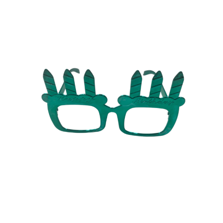 Parti Gözlük Plastik Camsız Mumlu Şekilli Turkuaz 14x6 cm