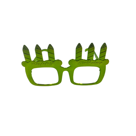Parti Gözlük Plastik Camsız Mumlu Şekilli Yeşil 14x6 cm