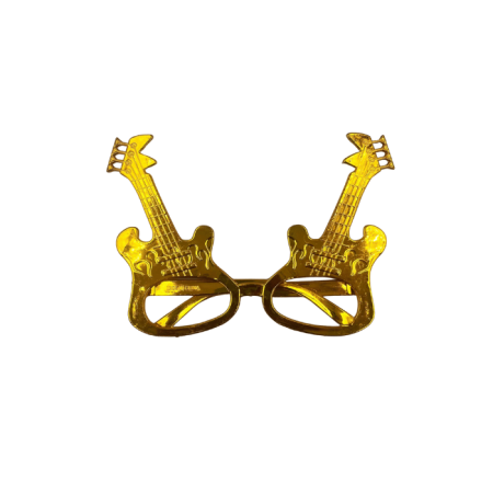 Parti Gözlük Plastik Camsız Gitar Şeklinde Gold 14x6 cm