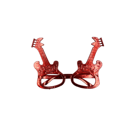 Parti Gözlük Plastik Camsız Gitar Şeklinde Kırmızı 14x6 cm