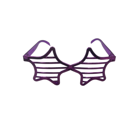 Parti Gözlük Plastik Camsız Panjur Yıldız Şekilli Mor 14x6 cm