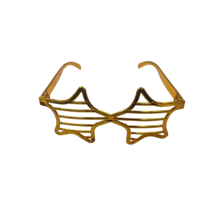 Parti Gözlük Plastik Camsız Panjur Yıldız Şekilli Gold 14x6 cm