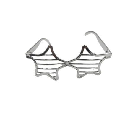Parti Gözlük Plastik Camsız Panjur Yıldız Şekilli Gümüş 14x6 cm