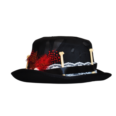 Halloween Kurukafa Kemikli Lüks Silindir Şapka