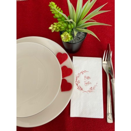 Kırmızı Yaldızlı Beyaz Better Together Peçete 16 Adet