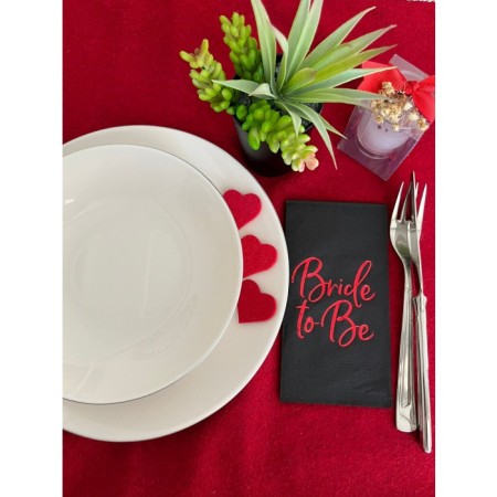 Kırmızı Yaldızlı Siyah Bride To Be Peçete 16 lı