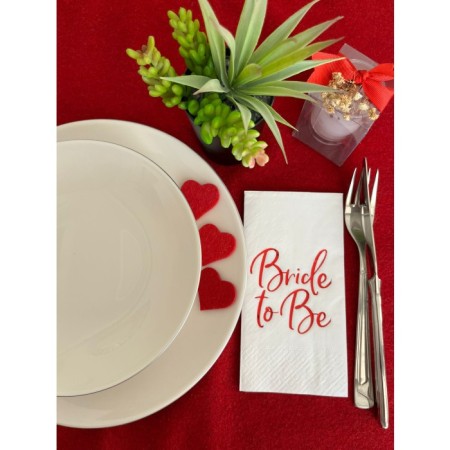 Kırmızı Yaldızlı Beyaz Bride To Be Peçete 16 lı