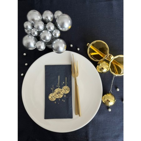 Gold Yaldızlı Siyah Disco Topu Peçete 16 Adet