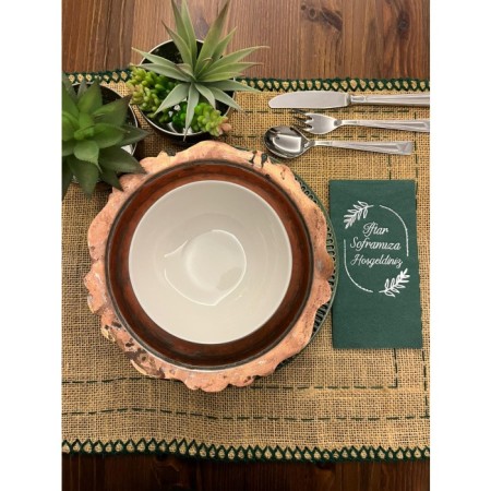 Gümüş Yaldızlı Yeşil İftar Soframıza Hoşgeldiniz Garson Peçete 16 Adet