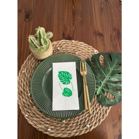 Yeşil Yaldızlı Beyaz Deve Tabanı Peçete