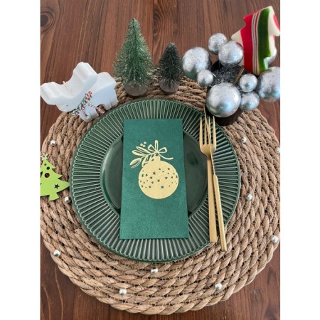 Gold Yaldızlı Yeşil Çam Ağacı Süsü Peçete 16 lı