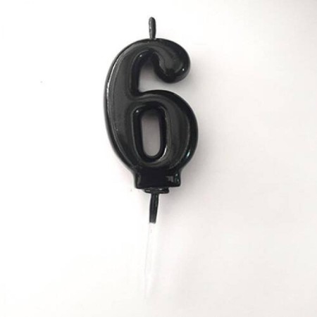 6 Yaş Siyah Rakam Mum