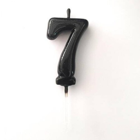 7 Yaş Siyah Rakam Mum