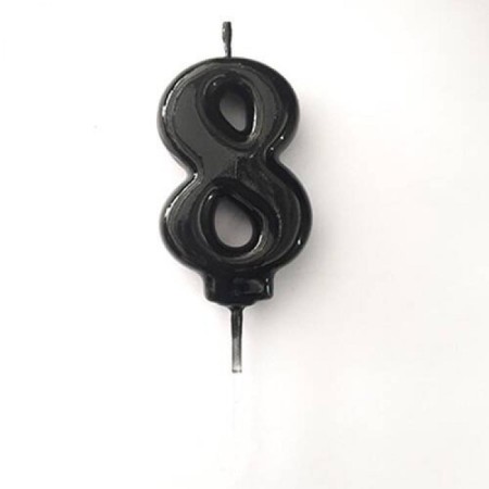 8 Yaş Siyah Rakam Mum