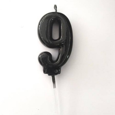 9 Yaş Siyah Rakam Mum