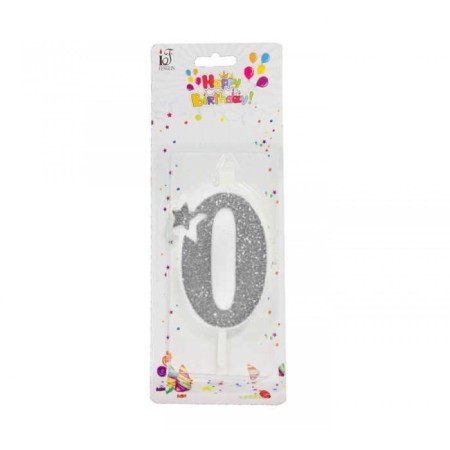 Gümüş 0 Rakam Mum