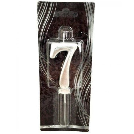 7 Yaş Gümüş Rakam Mum