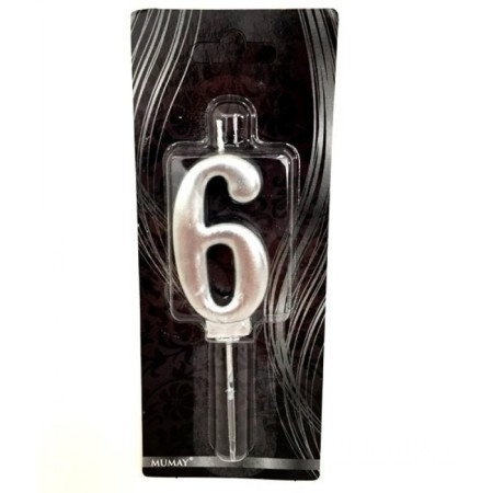 6 Yaş Gümüş Rakam Mum
