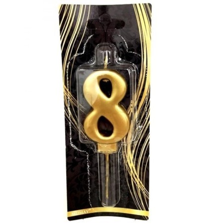 8 Yaş Gold Rakam Mum