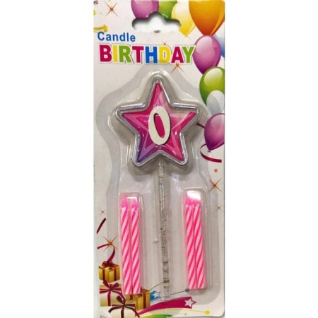 Pembe 0 Yaş Yıldızlı Mum
