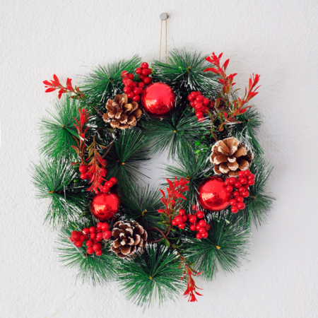 Yılbaşı Kapı Süsü Çelenk 25 cm Meyveler