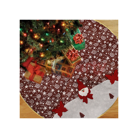 Yılbaşı Çam Ağaç Örtüsü Desenli Jüt Kırmızı Figürlü 70cm