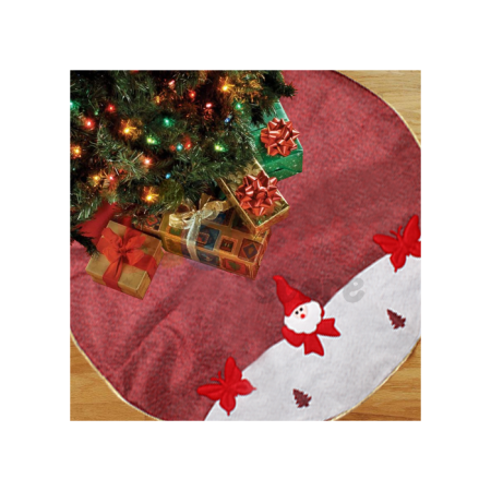 Yılbaşı Çam Ağaç Örtüsü Ekoseli Jüt Kırmızı Figürlü 70cm