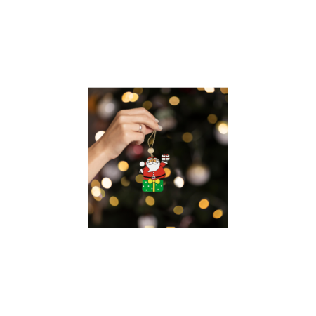 Yılbaşı Ahşap Çam Ağacı Süsü Noel Baba Hediye Paketi Modeli 3 lü