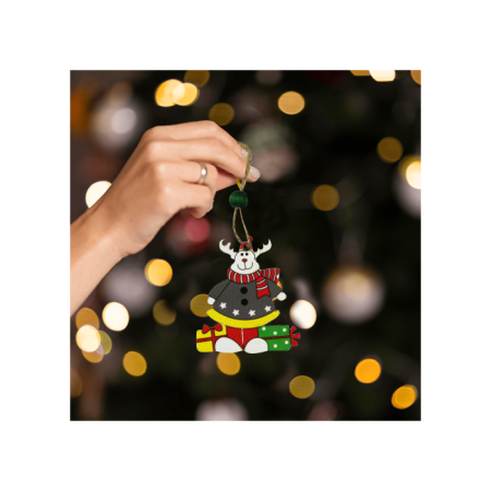 Yılbaşı Ahşap Çam Ağacı Süsü Geyik Hediye Paketli Modeli 3 lü