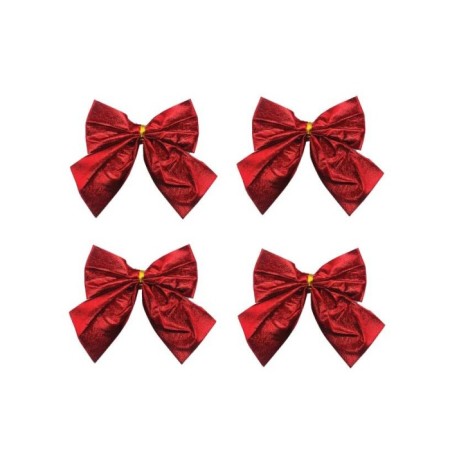 Yılbaşı Fiyonk Saten Parlak Kırmızı 10 Cm 4 Parça