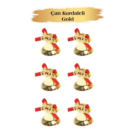 Yılbaşı Çam Ağacı Süsü Çan 6lı Gold