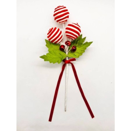 Yılbaşı Çam Dalı Top Şekerli Zilli 38 Cm