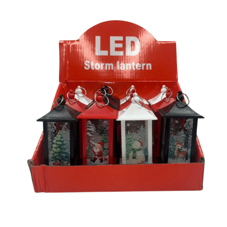 Yılbaşı Fener Ledli Kare Desenli 13 Cm 1 Adet