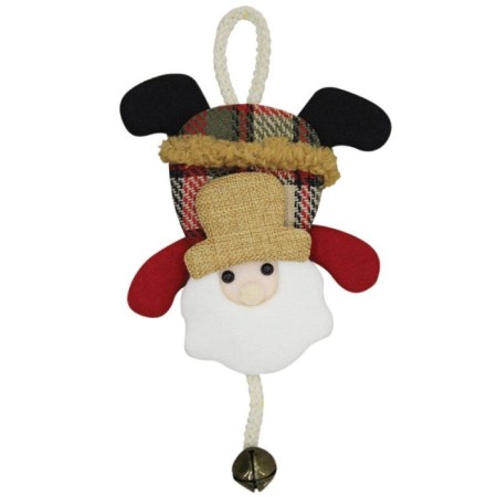 Yılbaşı Kapı Süsü Ekoseli Çanlı Noel Baba 20 Cm