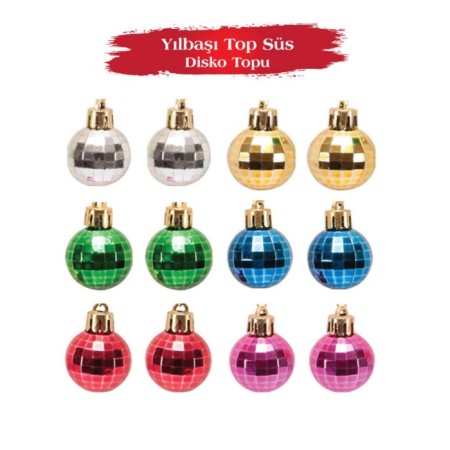Yılbaşı Top Süs 3 cm Disko Topu 12 li