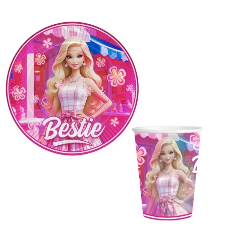 Bestie Temalı Karton Tabak Bardak 8 li