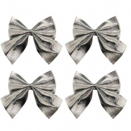 Yılbaşı Fiyonk Saten Parlak Gümüş 10 Cm 4 Parça